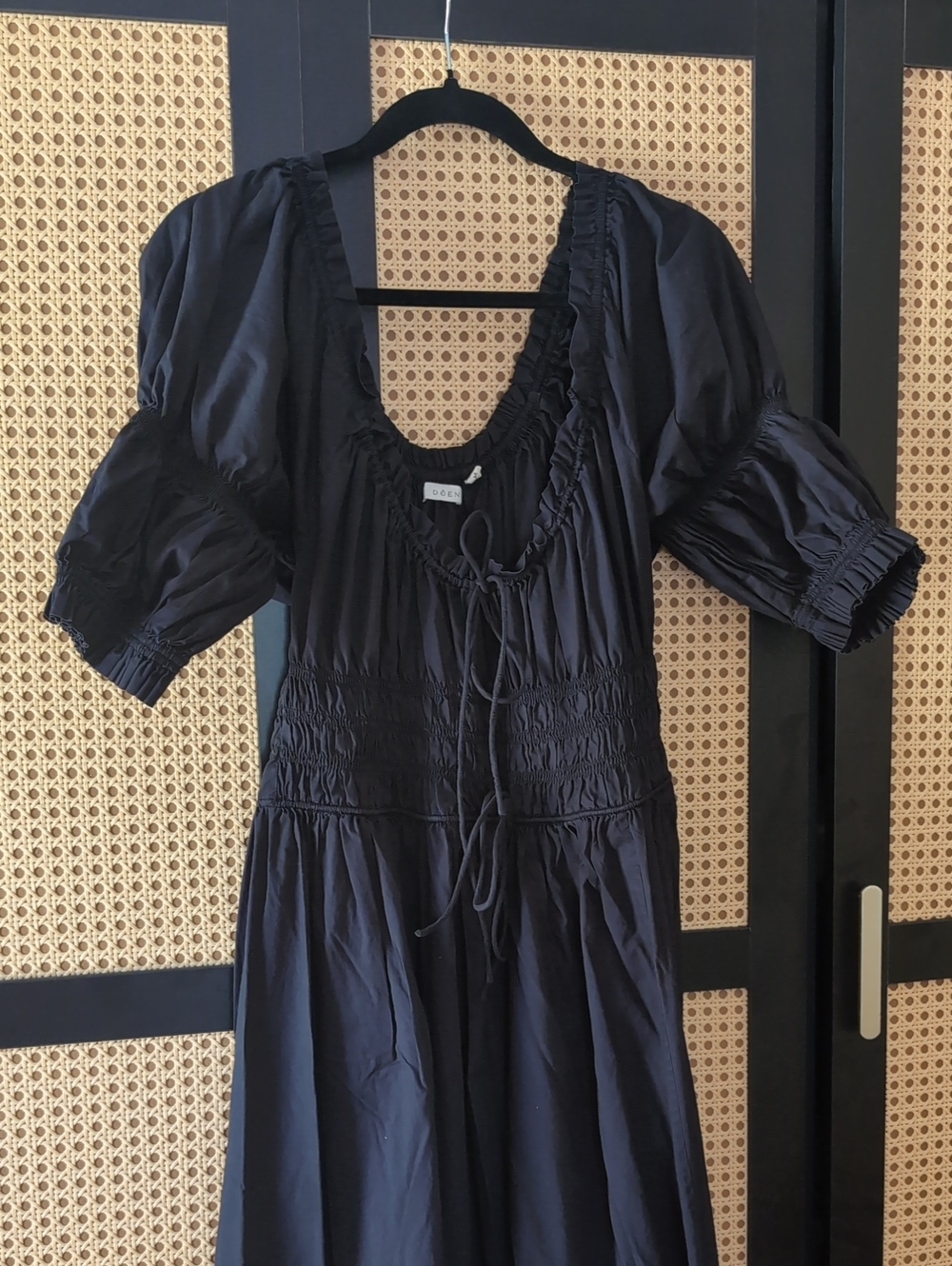 Doen Black Ischia smocked poplin dress Size M - Picture 9 of 9